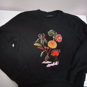 Scotch And Soda Black Crew Neck Sweat Top Flower Embroidery And Graphics Size S